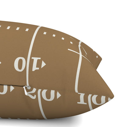 gold lumbar pillow cover corner and hidden zipper detail — linen cotton canvas football lumbar pillow construction close-up