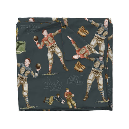 Leatherhead Legends vintage football duvet cover folded showing full pattern on dark slate