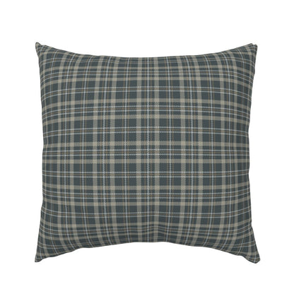 Touchdown Tartan knife edge euro cotton pillow sham in dark slate plaid — plaid pillow sham with clean knife edge finish