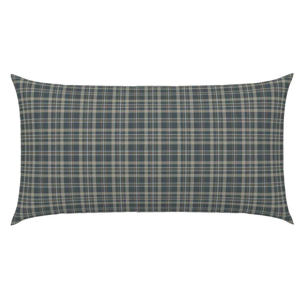 Touchdown Tartan knife edge king cotton pillow sham in dark plaid — king size plaid pillow sham in tartan bedding pattern