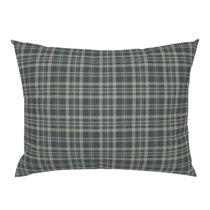 Touchdown Tartan knife edge standard cotton pillow sham in dark plaid — standard size plaid pillow sham in dark slate tartan