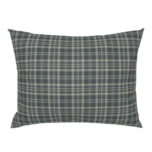 Touchdown Tartan knife edge standard cotton pillow sham in dark plaid — standard size plaid pillow sham in dark slate tartan