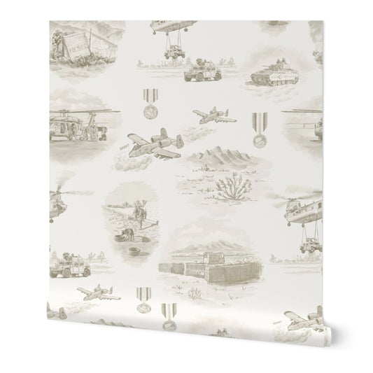 Called to Serve Post-9/11 Military Toile Scenic Wallpaper