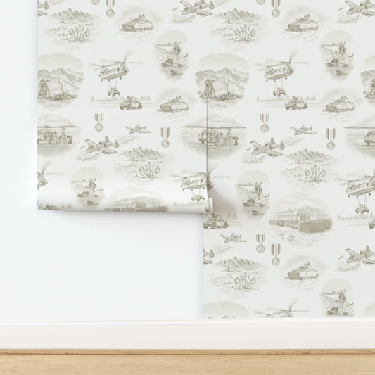 Called to Serve Post-9/11 Military Toile Scenic Wallpaper