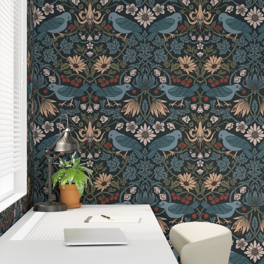 Huckleberry Thief Wallpaper - Timberline Dark