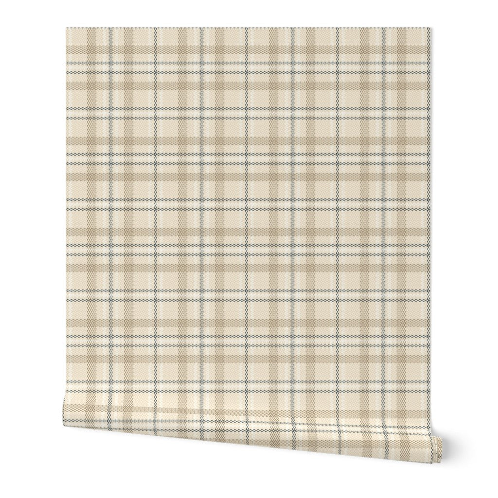 Touchdown Tartan Wallpaper - Tan and Brown
