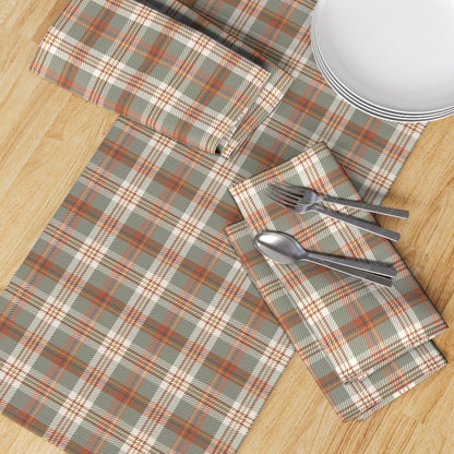 Autumn Spice plaid table runner styled on a table